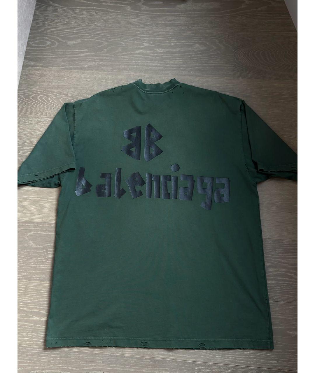 BALENCIAGA Зеленая хлопковая футболка, фото 2