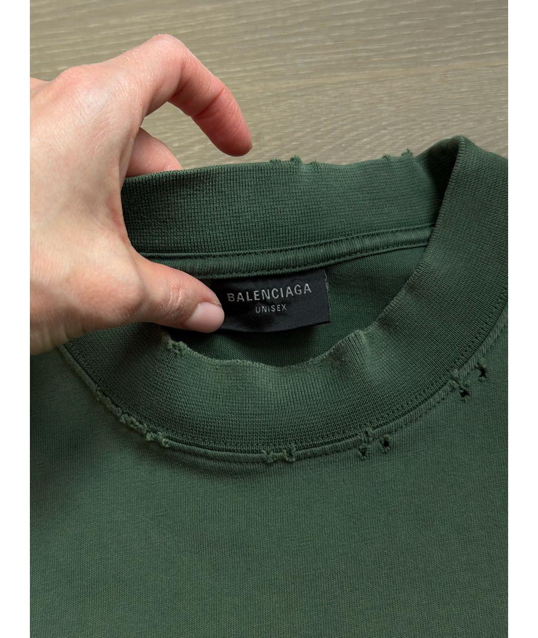 BALENCIAGA Зеленая хлопковая футболка, фото 3