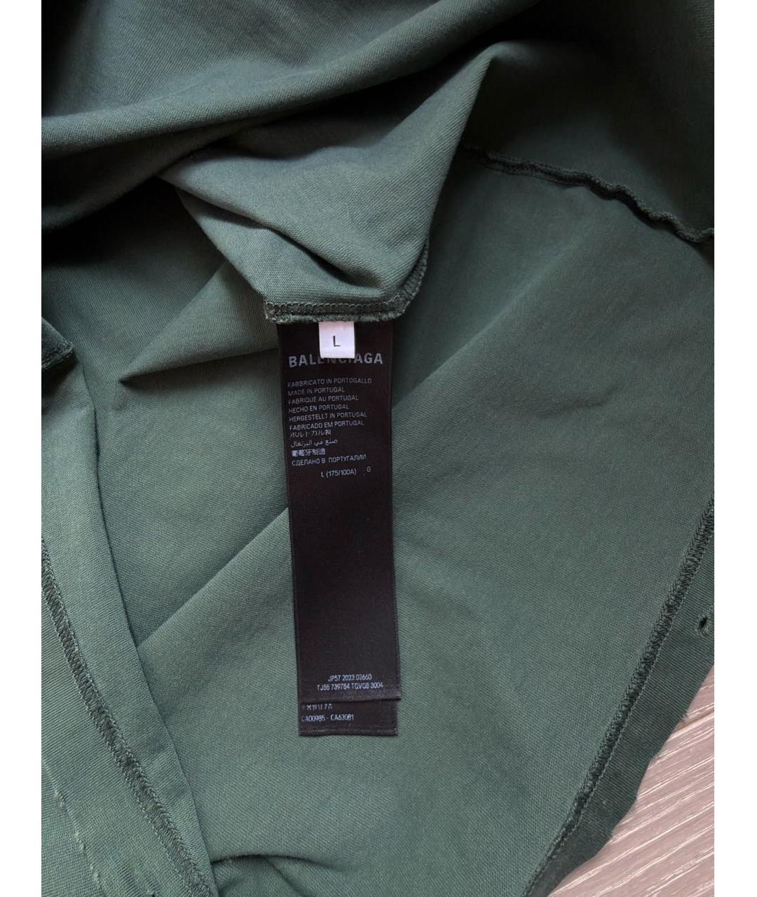 BALENCIAGA Зеленая хлопковая футболка, фото 6