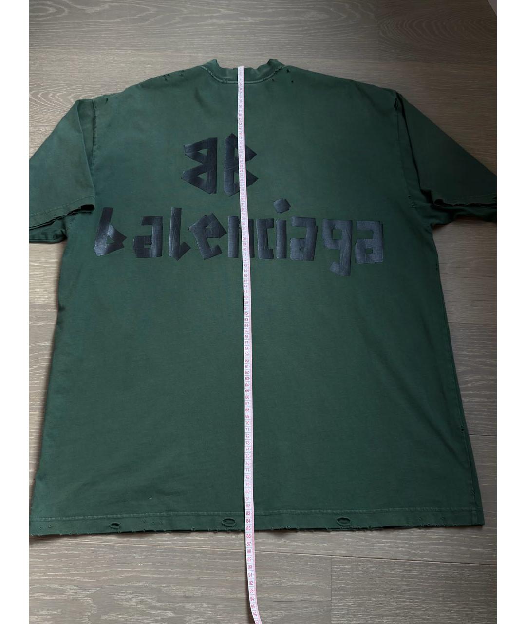 BALENCIAGA Зеленая хлопковая футболка, фото 4