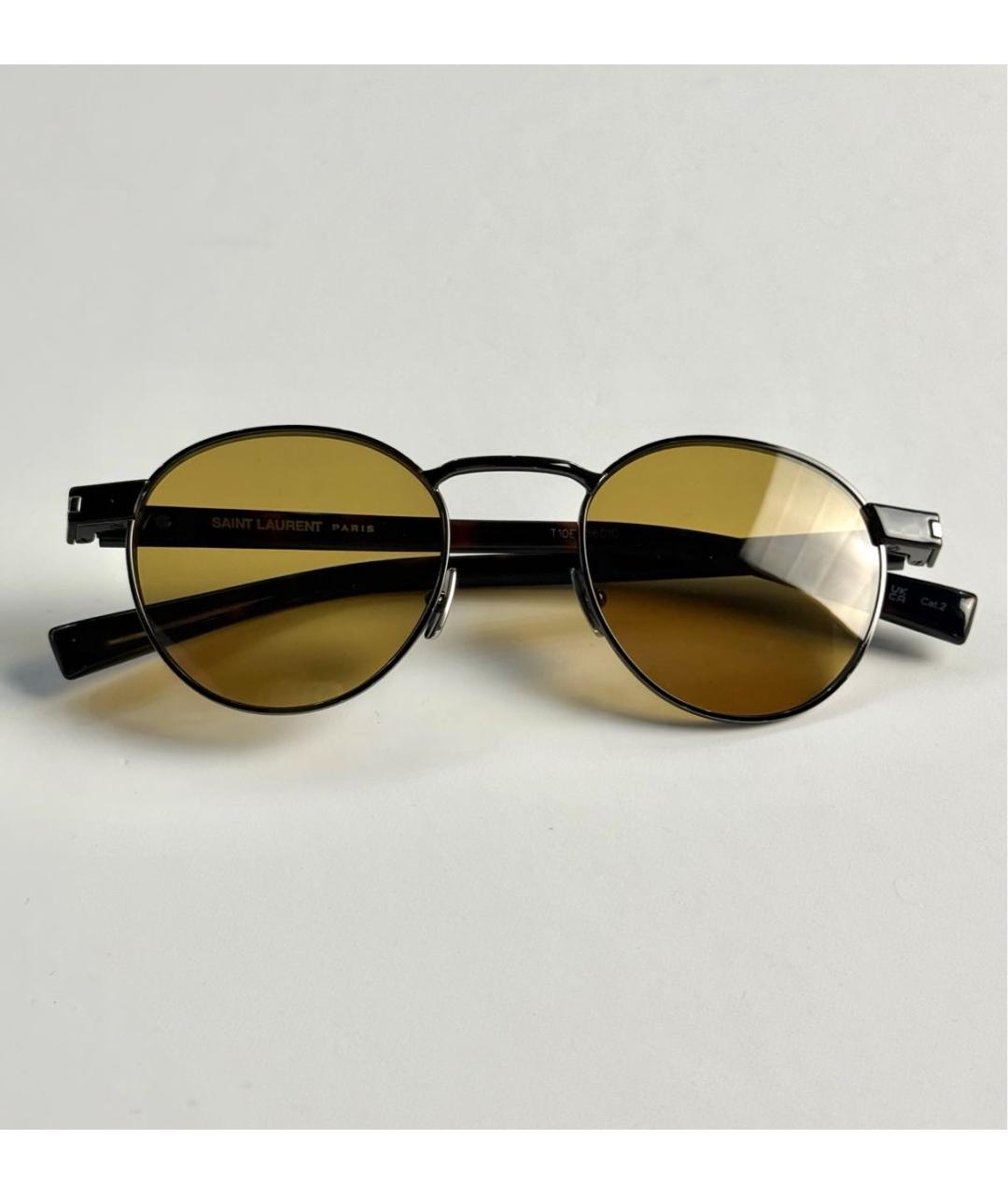 SAINT LAURENT Желтые металлические солнцезащитные очки, фото 9