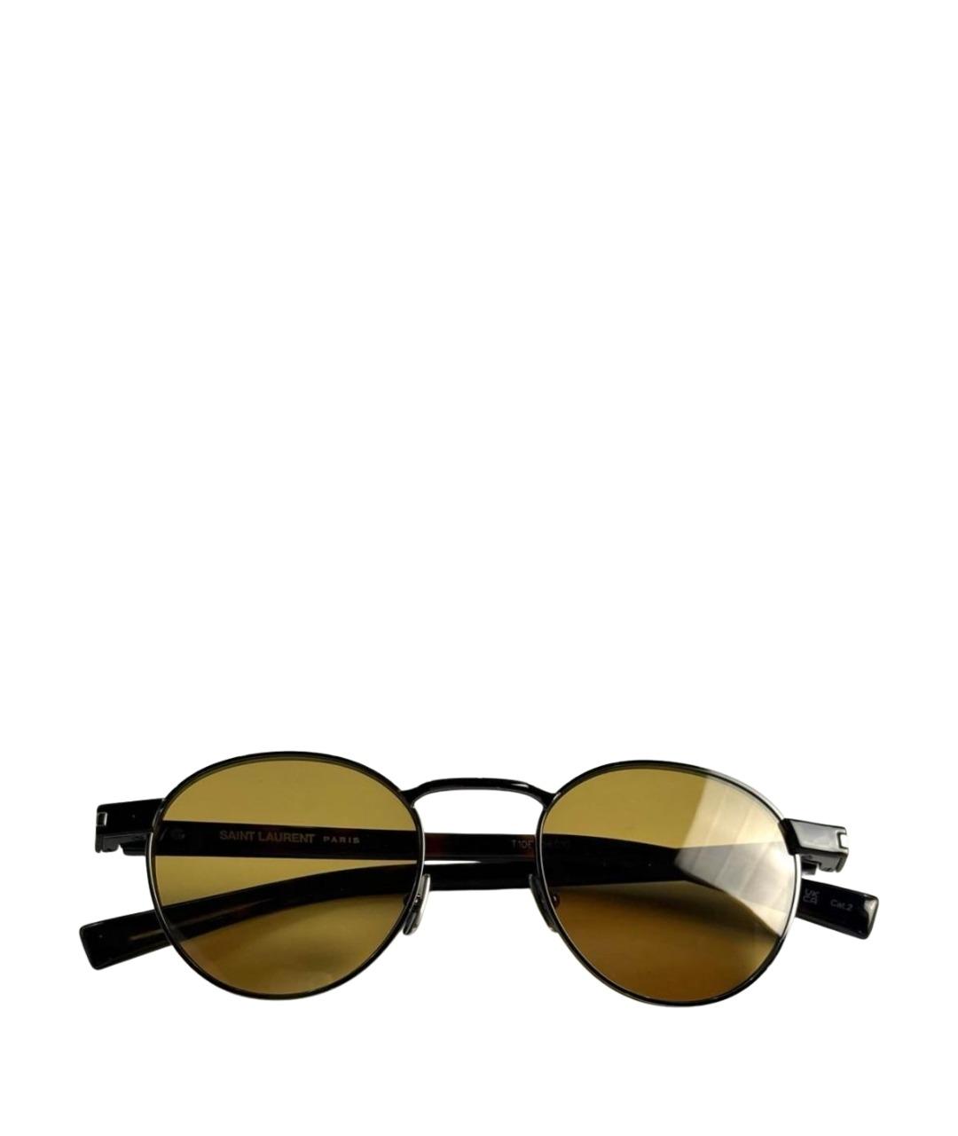 SAINT LAURENT Желтые металлические солнцезащитные очки, фото 1