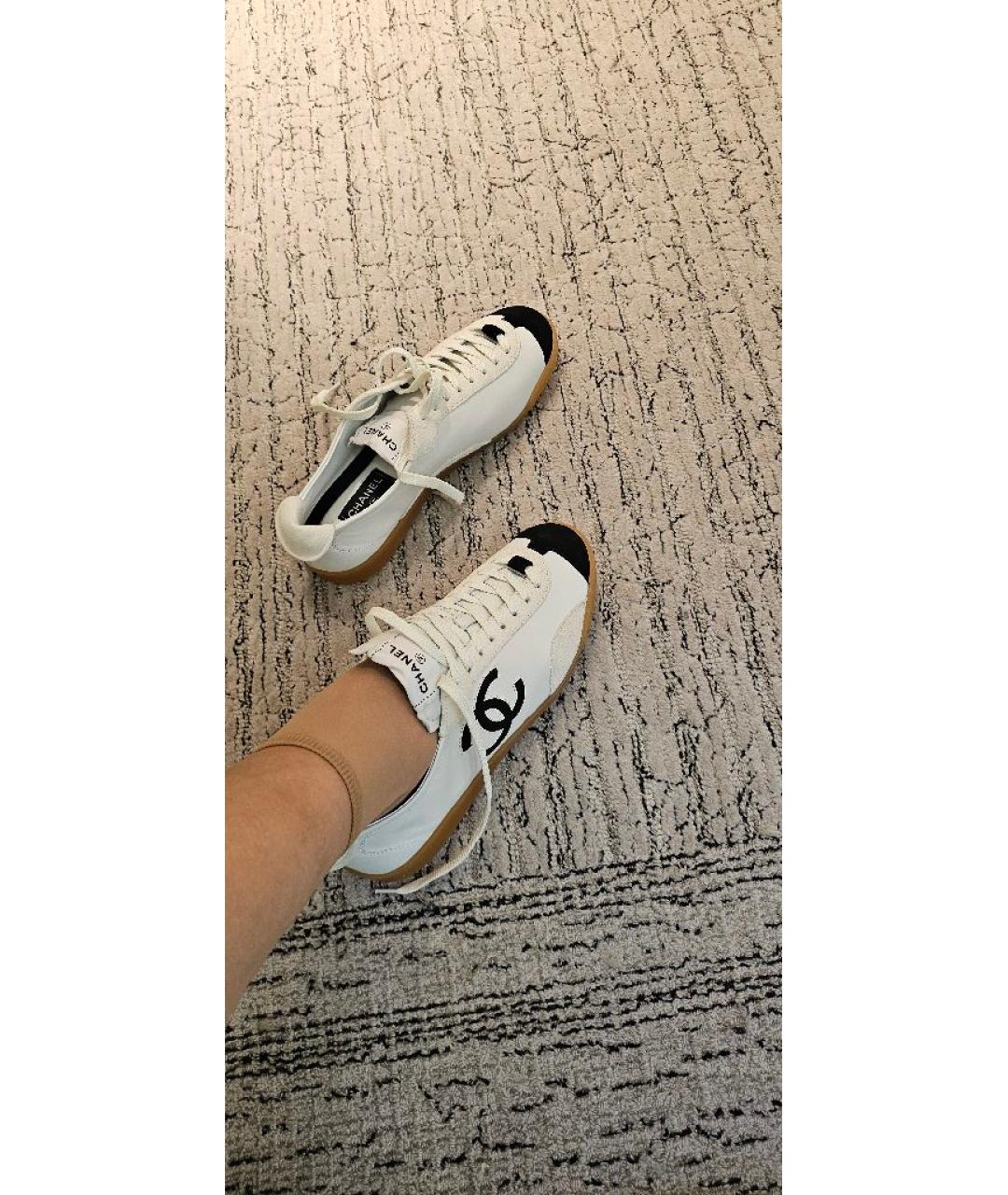 CHANEL Белые кожаные кеды, фото 8