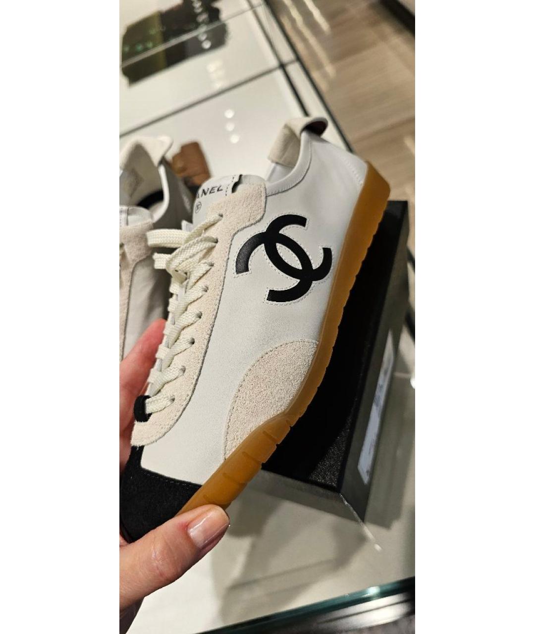 CHANEL Белые кожаные кеды, фото 5