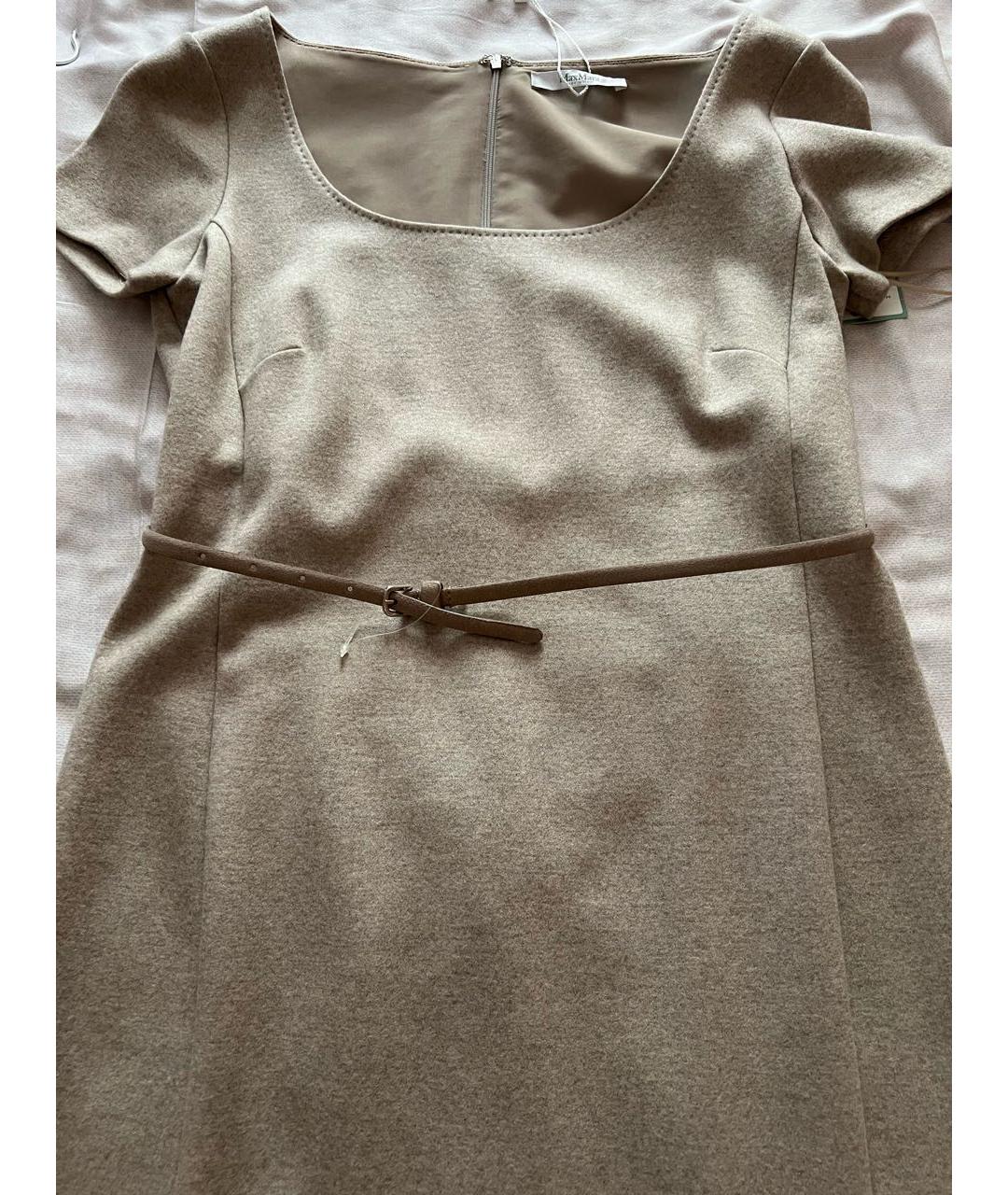 MAX MARA Бежевое шерстяное повседневное платье, фото 5
