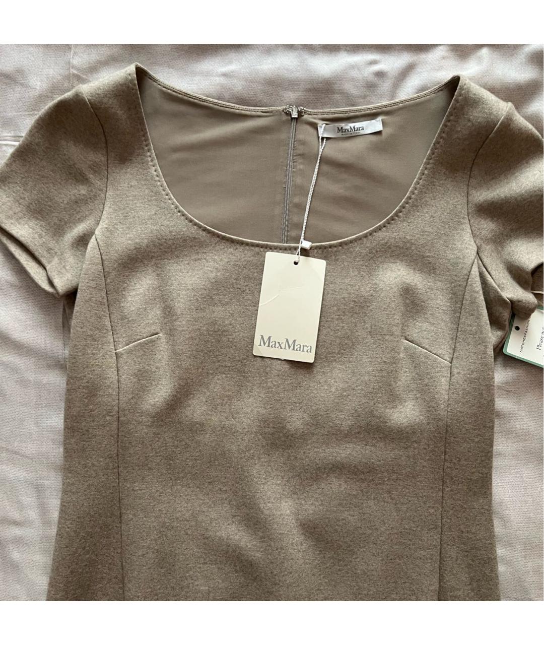 MAX MARA Бежевое шерстяное повседневное платье, фото 4