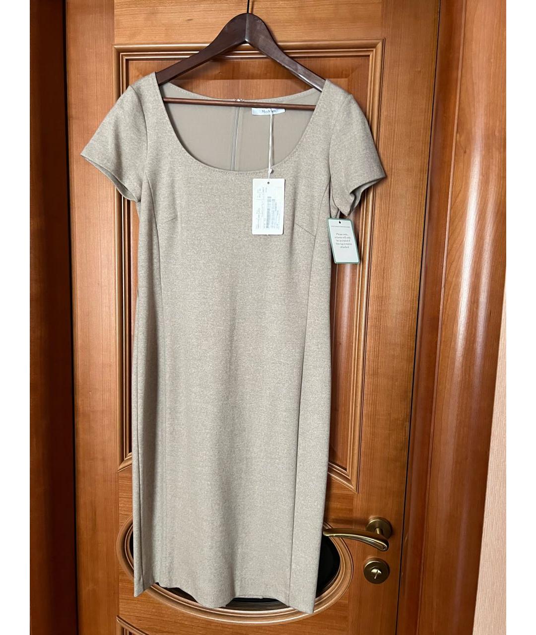 MAX MARA Бежевое шерстяное повседневное платье, фото 8