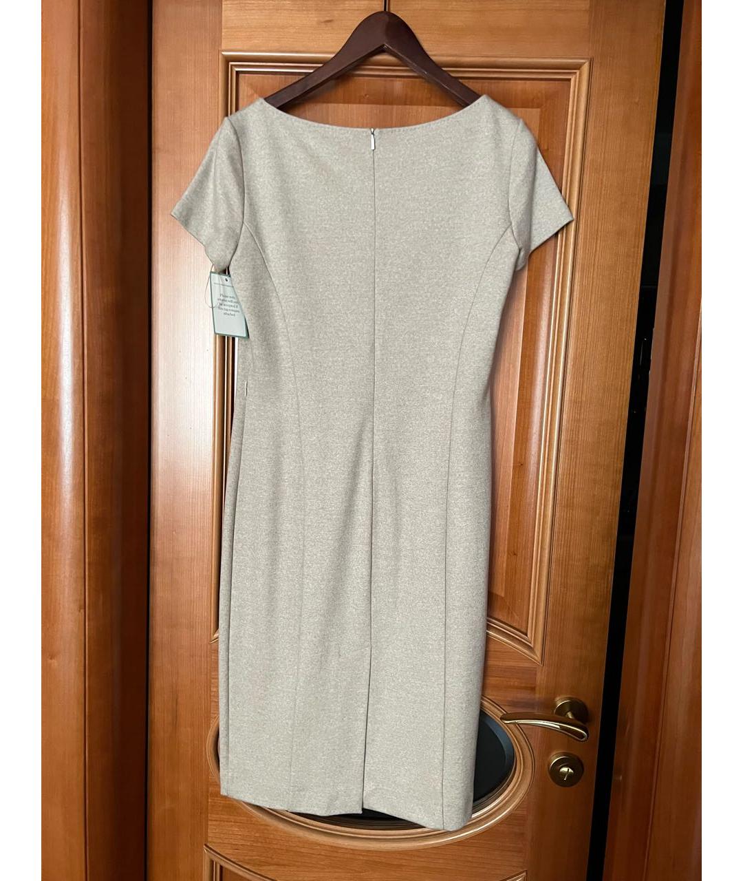 MAX MARA Бежевое шерстяное повседневное платье, фото 2