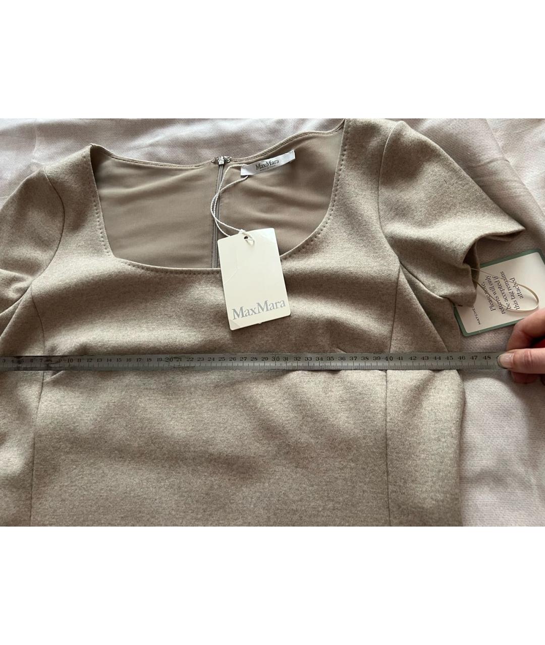 MAX MARA Бежевое шерстяное повседневное платье, фото 7