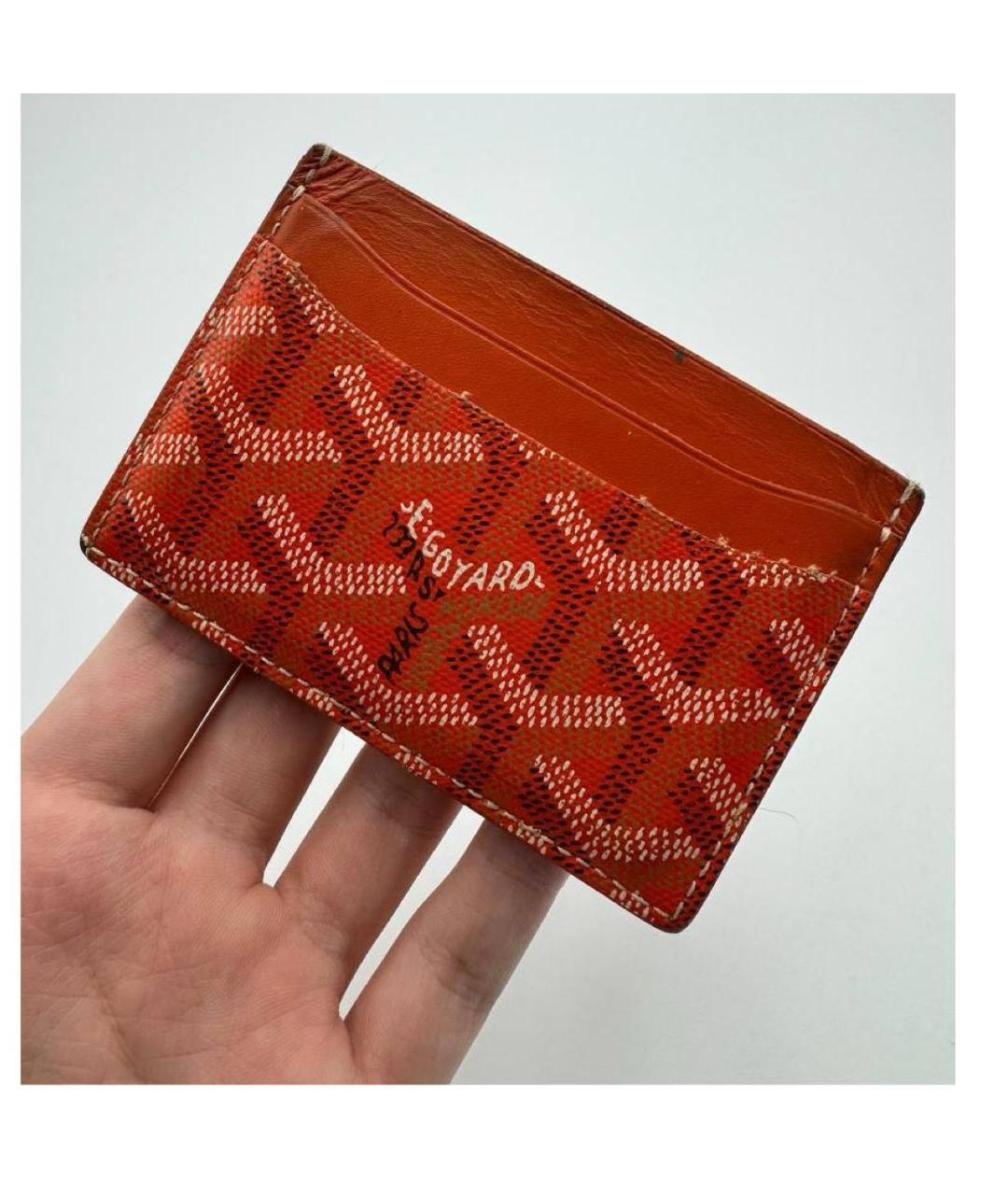 GOYARD Оранжевый кожаный кардхолдер, фото 6