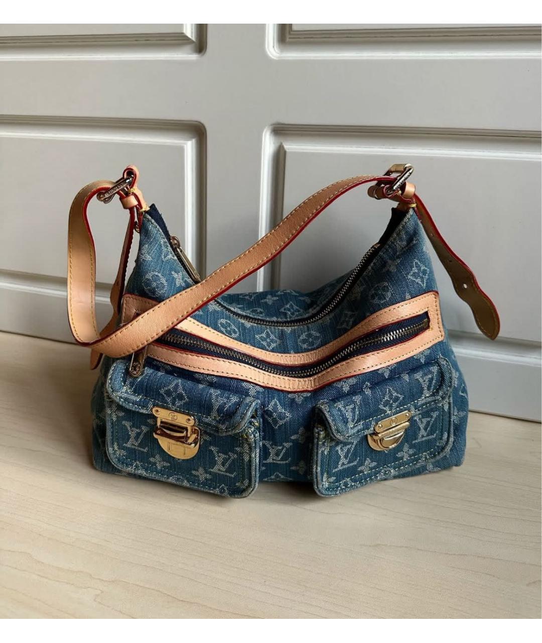 LOUIS VUITTON Синяя тканевая сумка через плечо, фото 3
