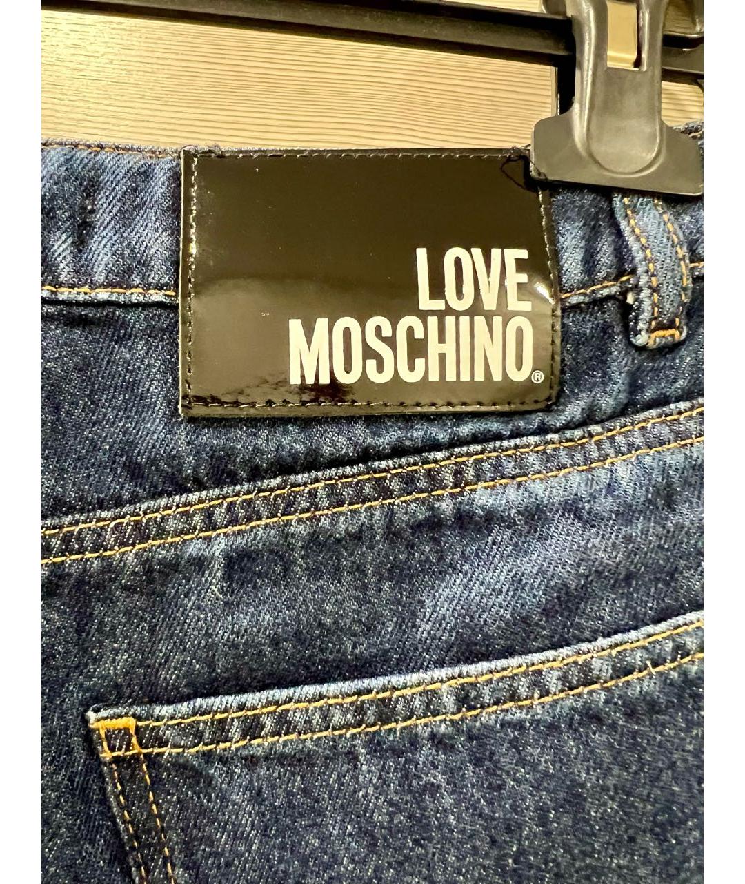 LOVE MOSCHINO Темно-синяя деним юбка-шорты, фото 6