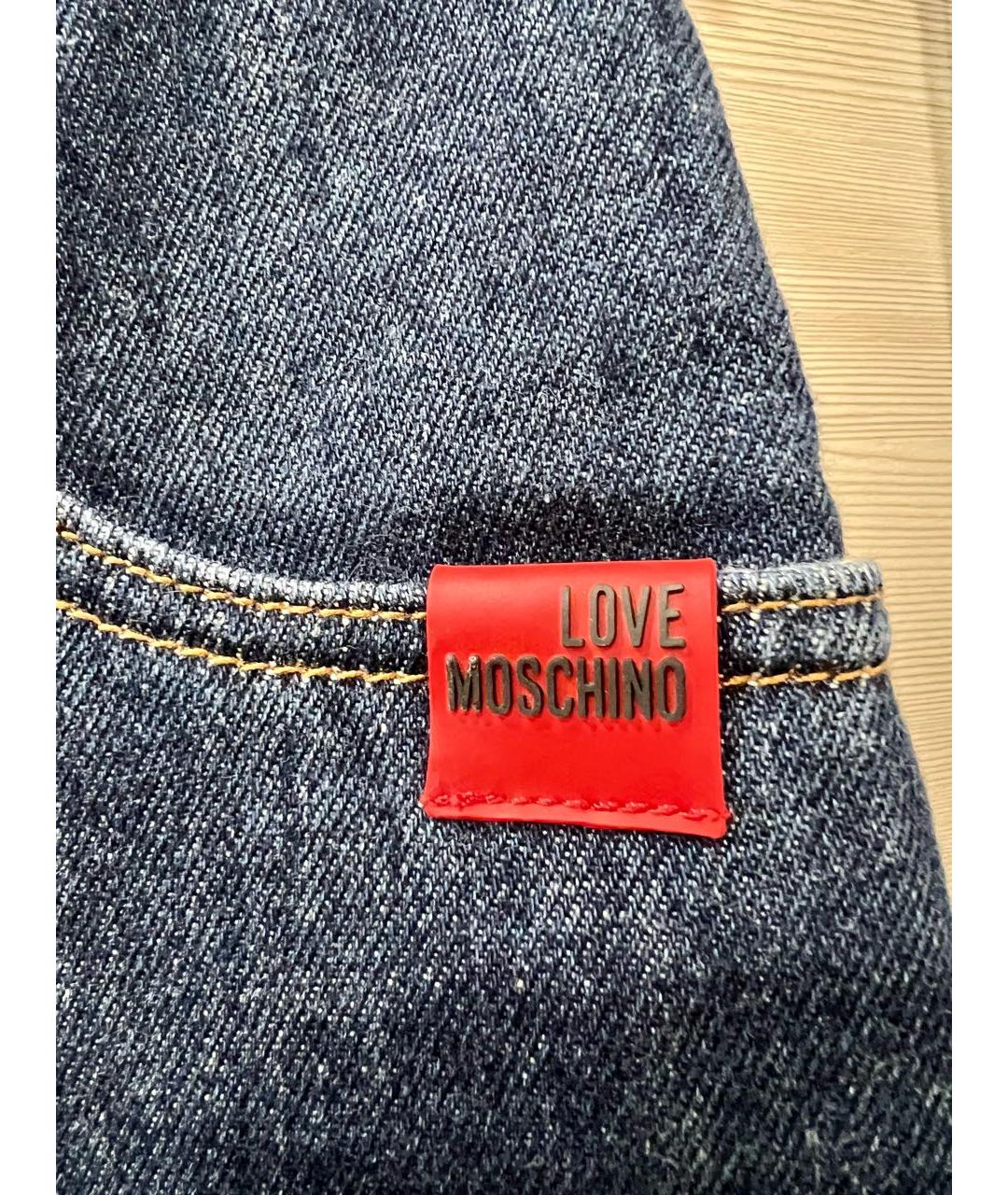 LOVE MOSCHINO Темно-синяя деним юбка-шорты, фото 5