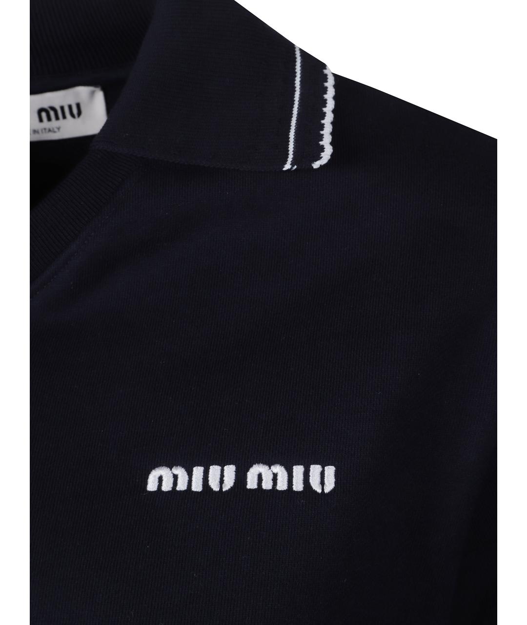 MIU MIU Темно-синяя футболка, фото 2