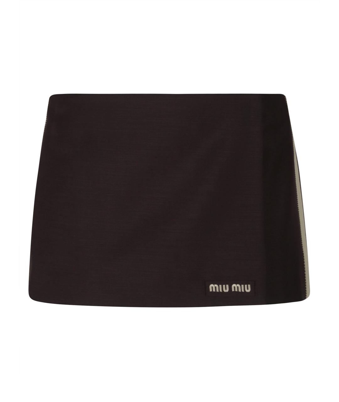 MIU MIU Коричневая юбка мини, фото 1