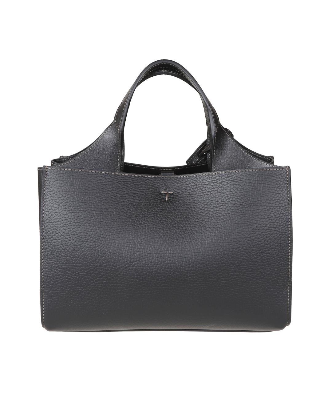 TOD'S Черная кожаная сумка тоут, фото 2