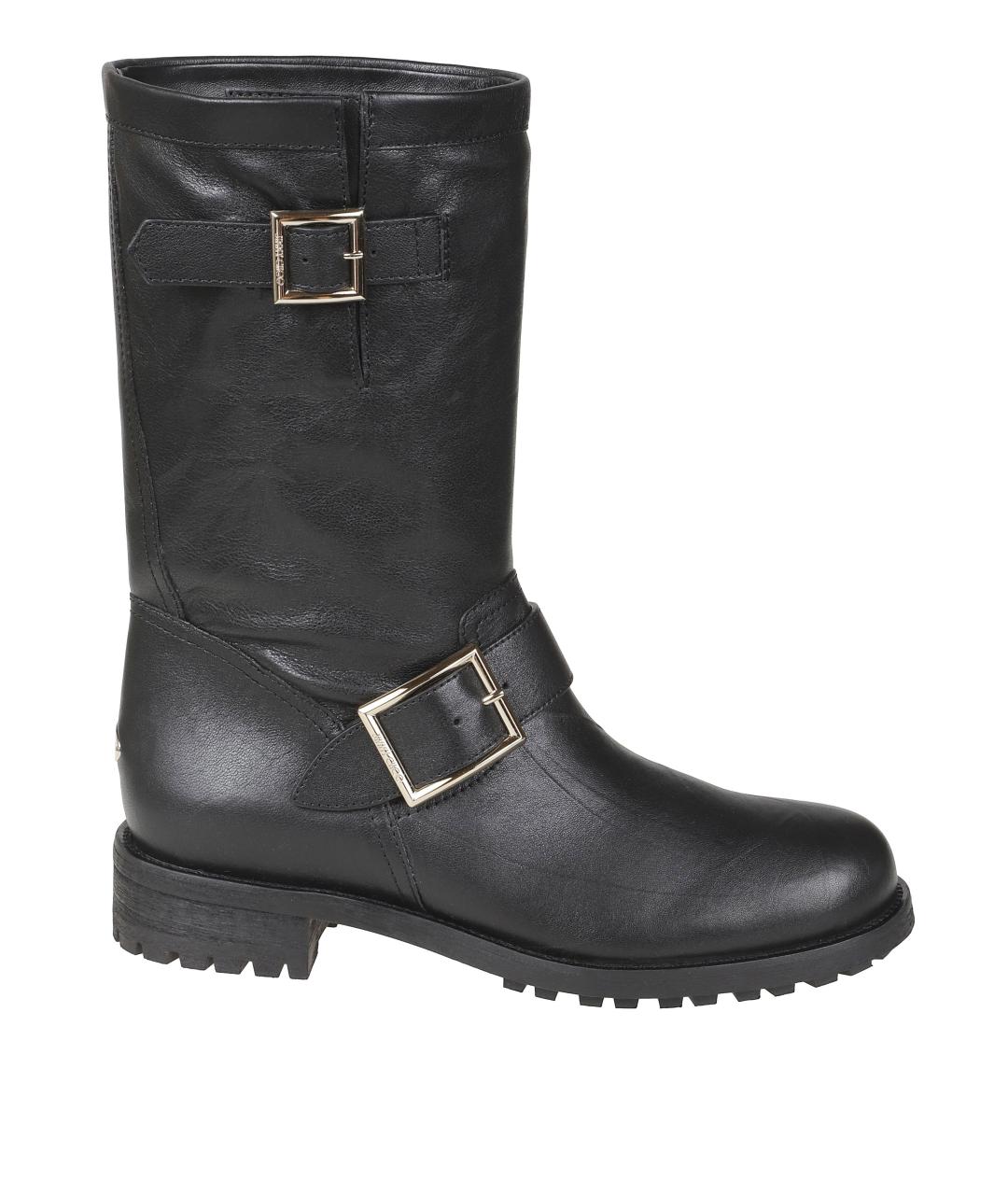 JIMMY CHOO Черные кожаные сапоги, фото 1