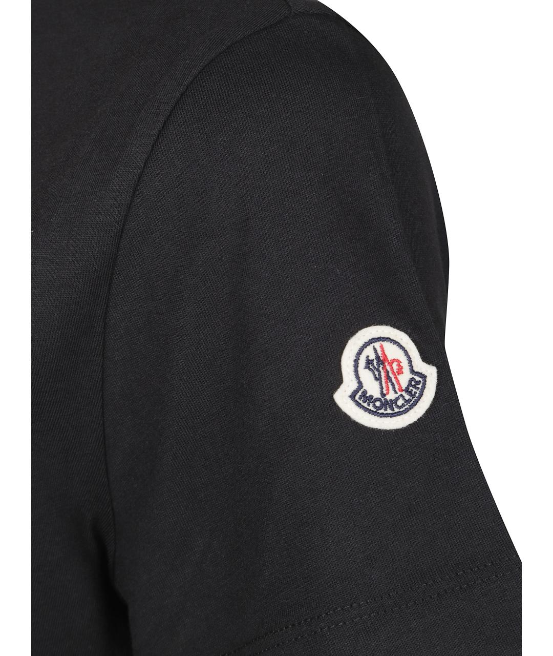 MONCLER Черная хлопковая футболка, фото 2