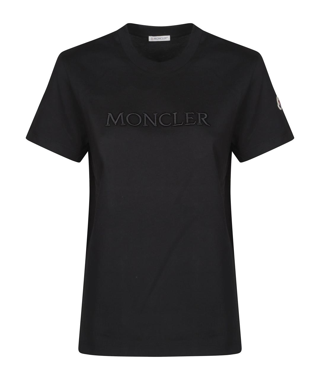 MONCLER Черная хлопковая футболка, фото 1