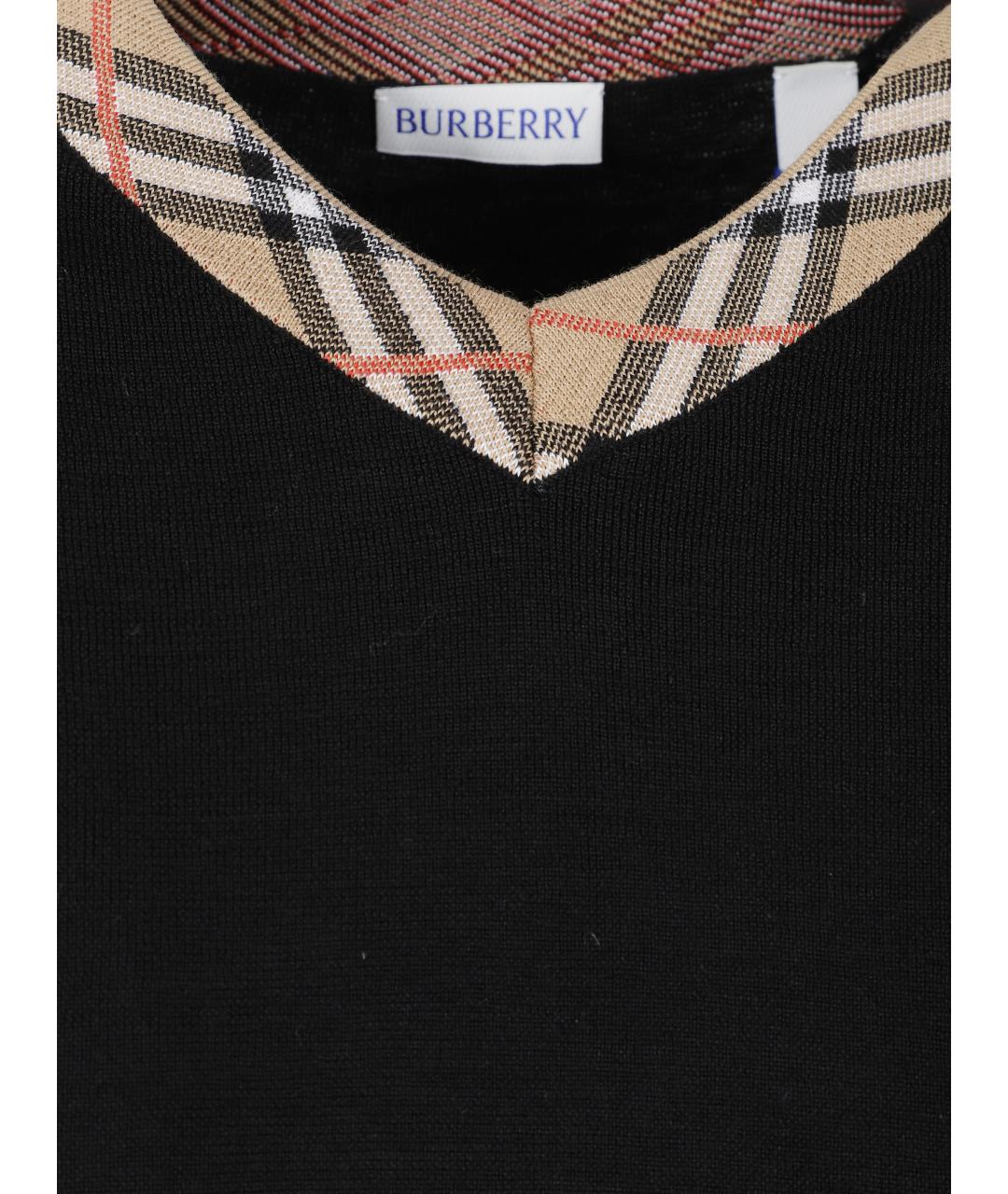 BURBERRY Черный шерстяной джемпер / свитер, фото 2
