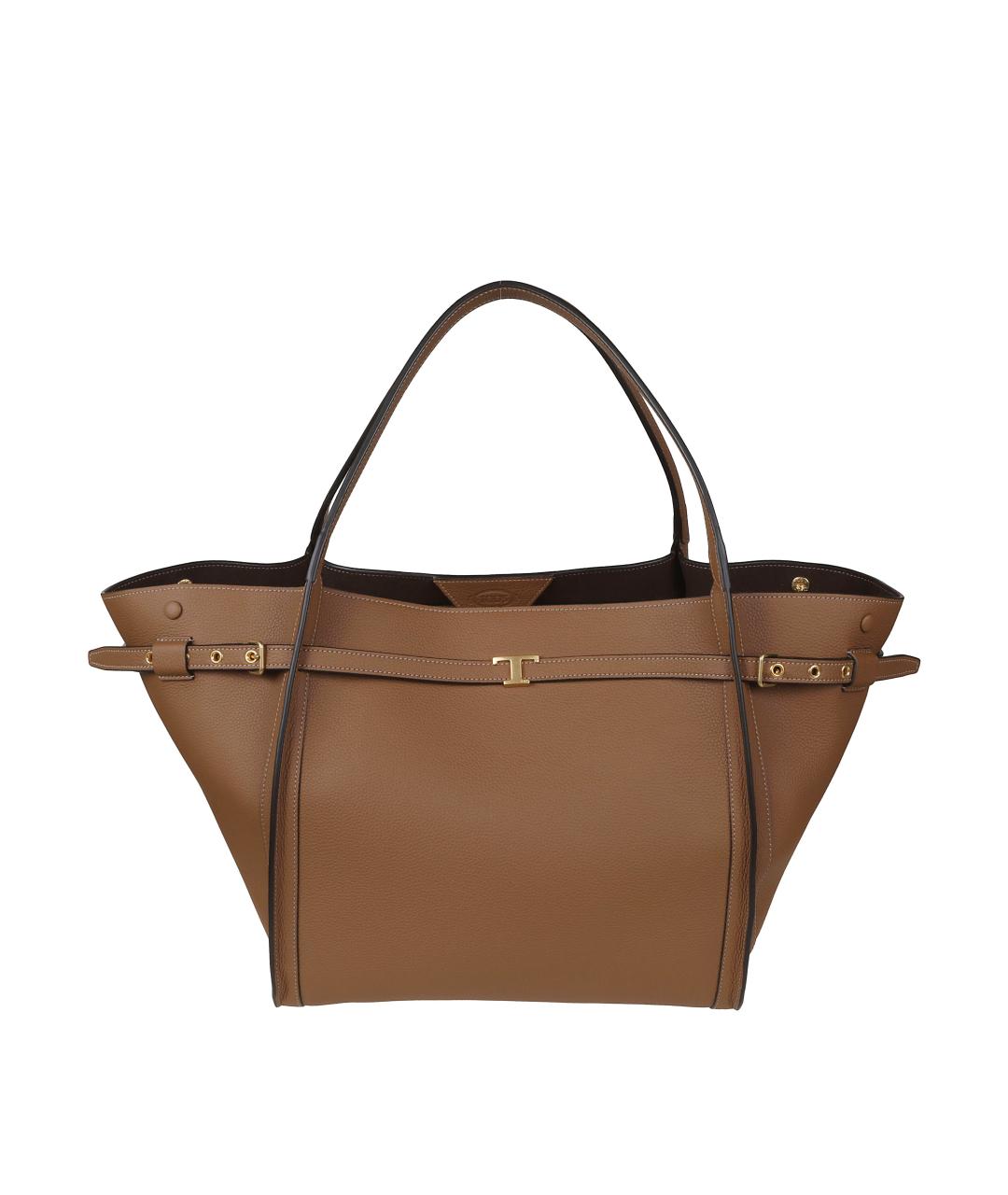 TOD'S Коричневая кожаная сумка тоут, фото 1