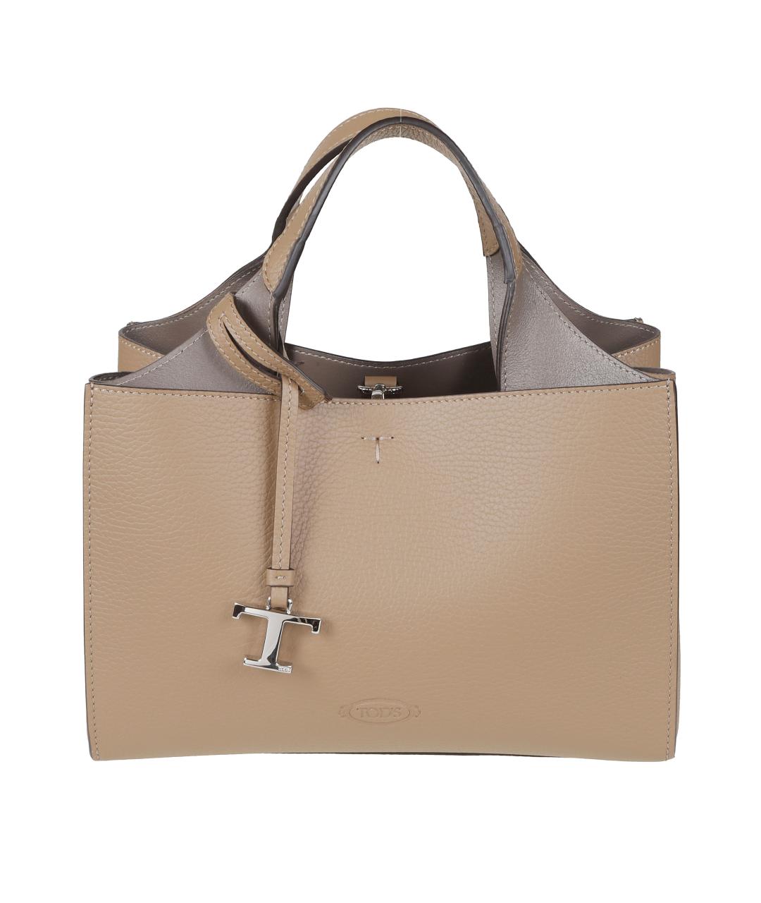 TOD'S Бежевая кожаная сумка тоут, фото 1