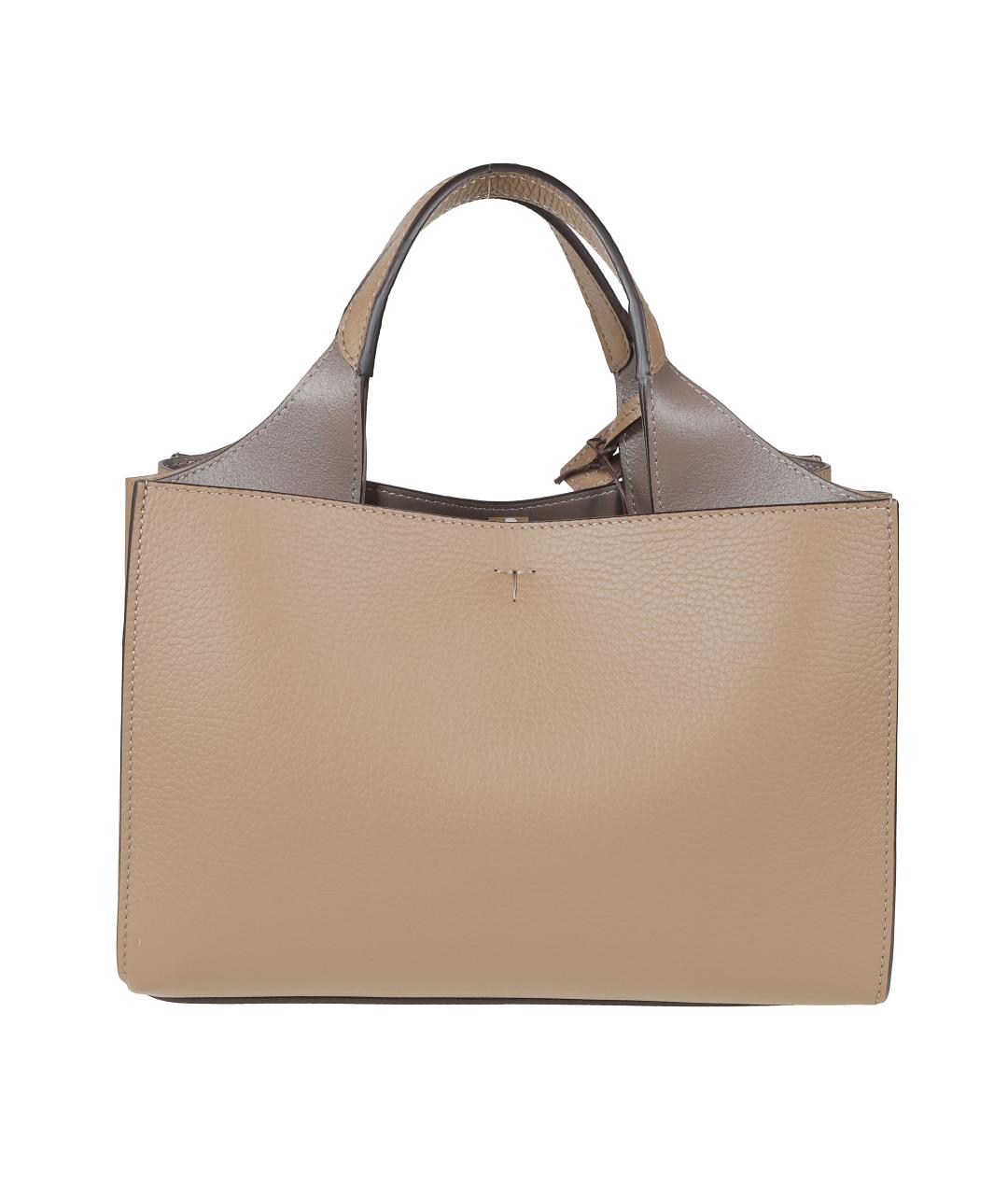 TOD'S Бежевая кожаная сумка тоут, фото 2