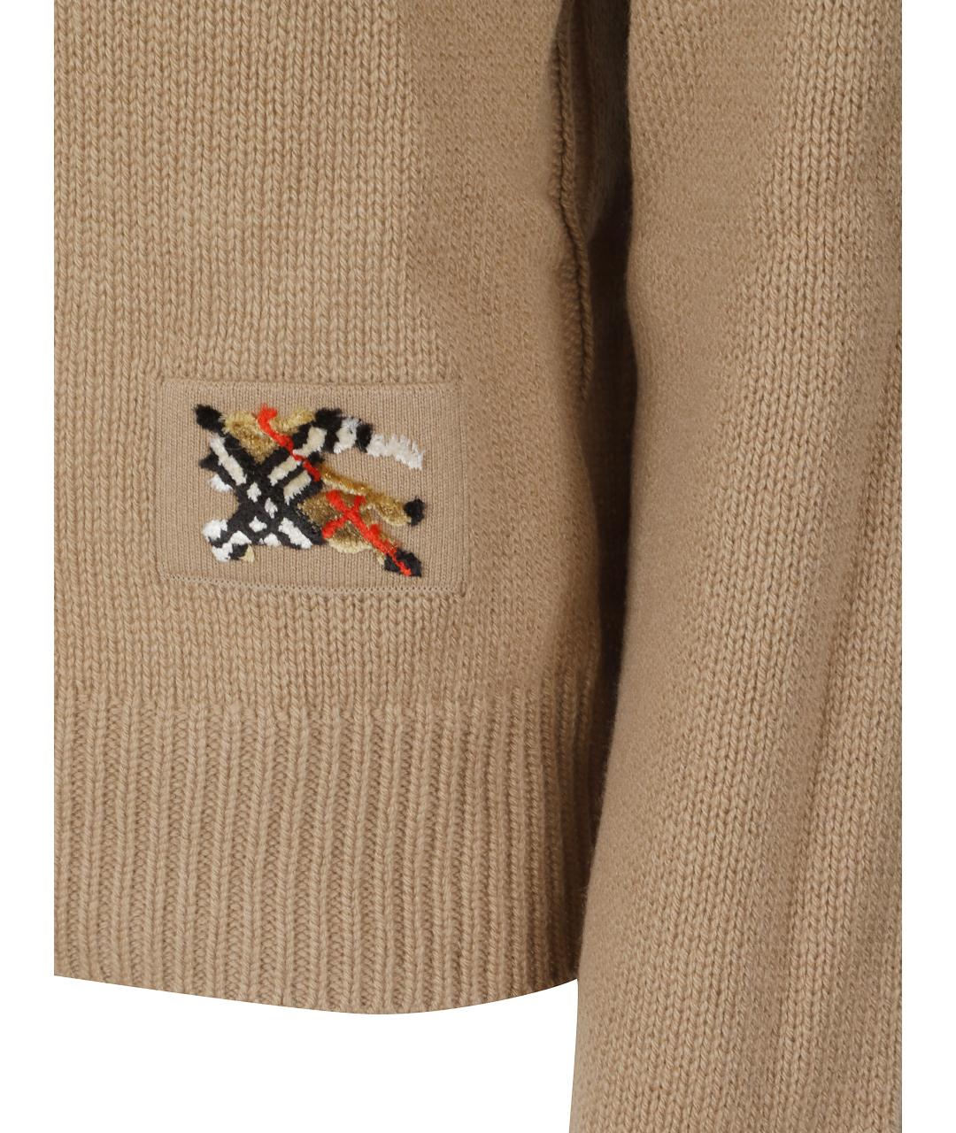 BURBERRY Бежевый шерстяной джемпер / свитер, фото 2