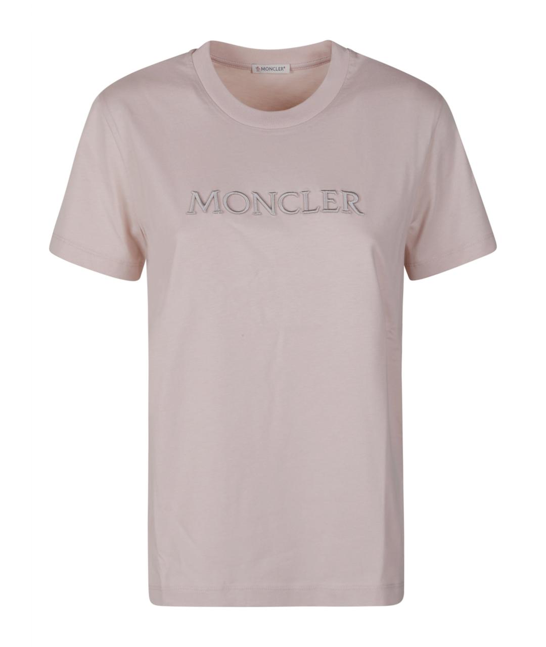 MONCLER Розовая хлопковая футболка, фото 1