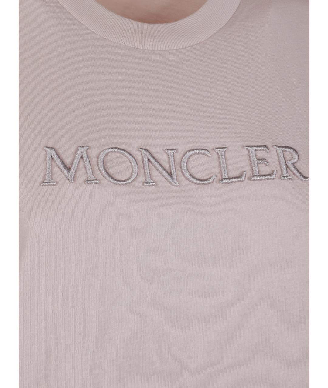 MONCLER Розовая хлопковая футболка, фото 2