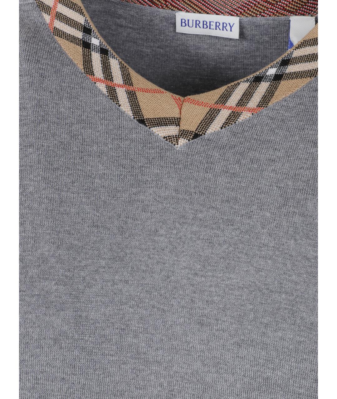 BURBERRY Серый шерстяной джемпер / свитер, фото 3