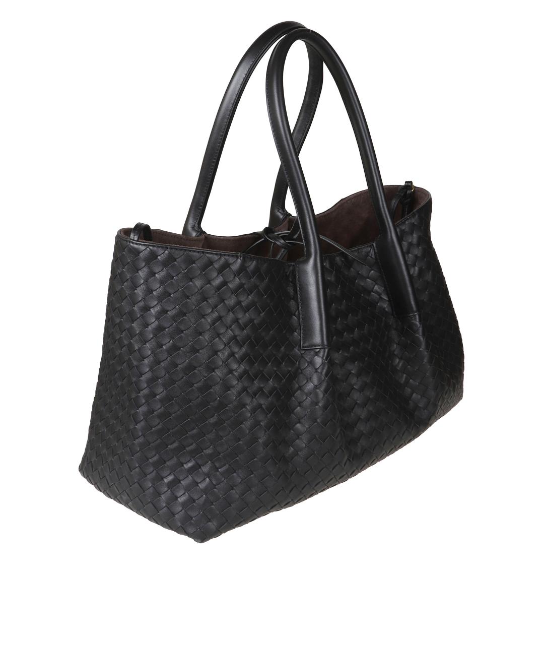 BOTTEGA VENETA Черная кожаная сумка тоут, фото 3