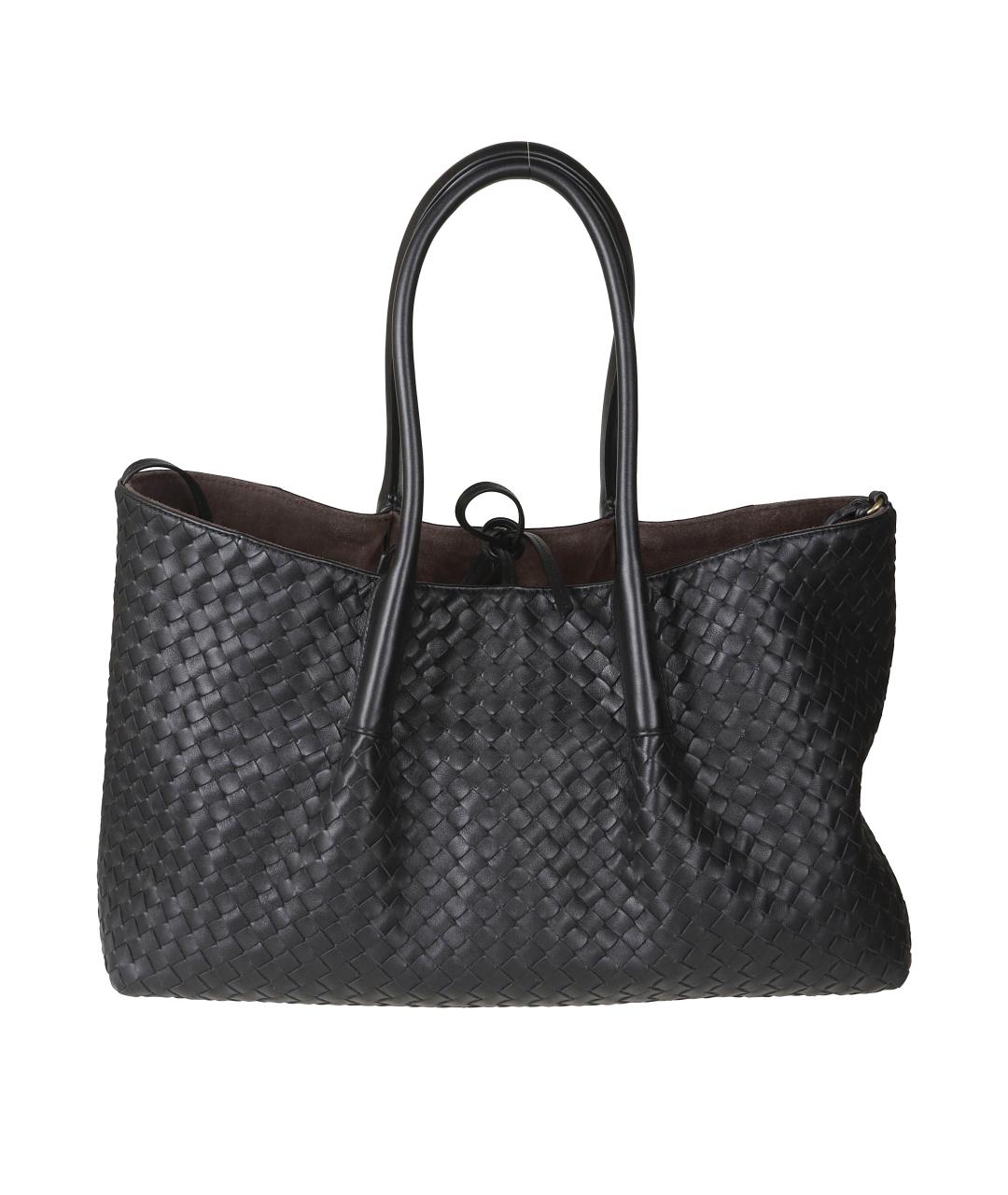 BOTTEGA VENETA Черная кожаная сумка тоут, фото 1