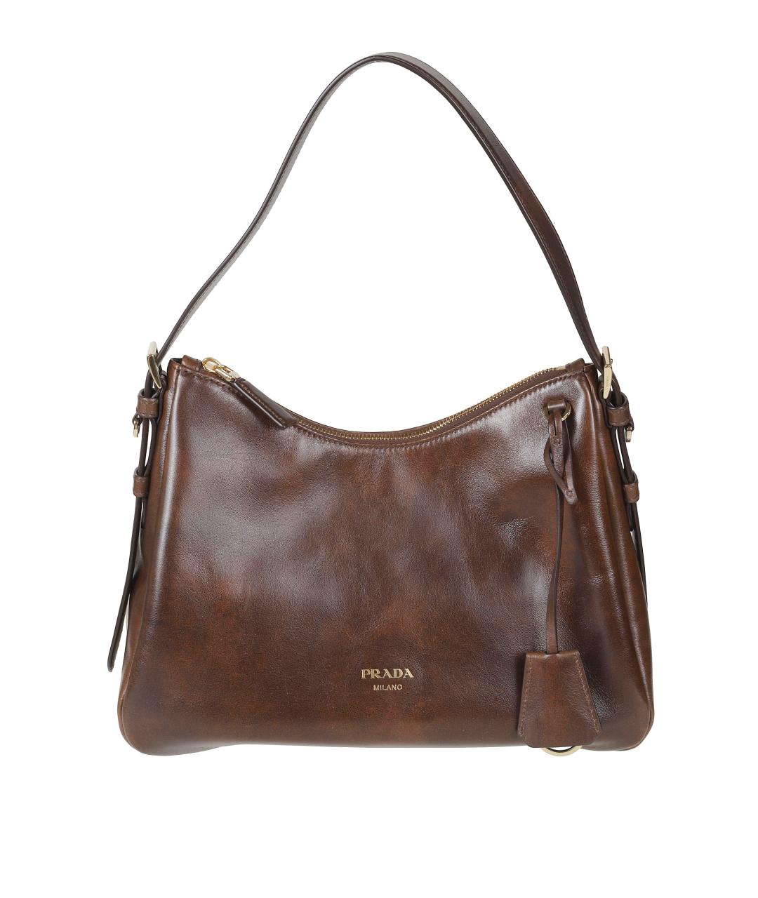 PRADA Коричневая кожаная сумка через плечо, фото 1