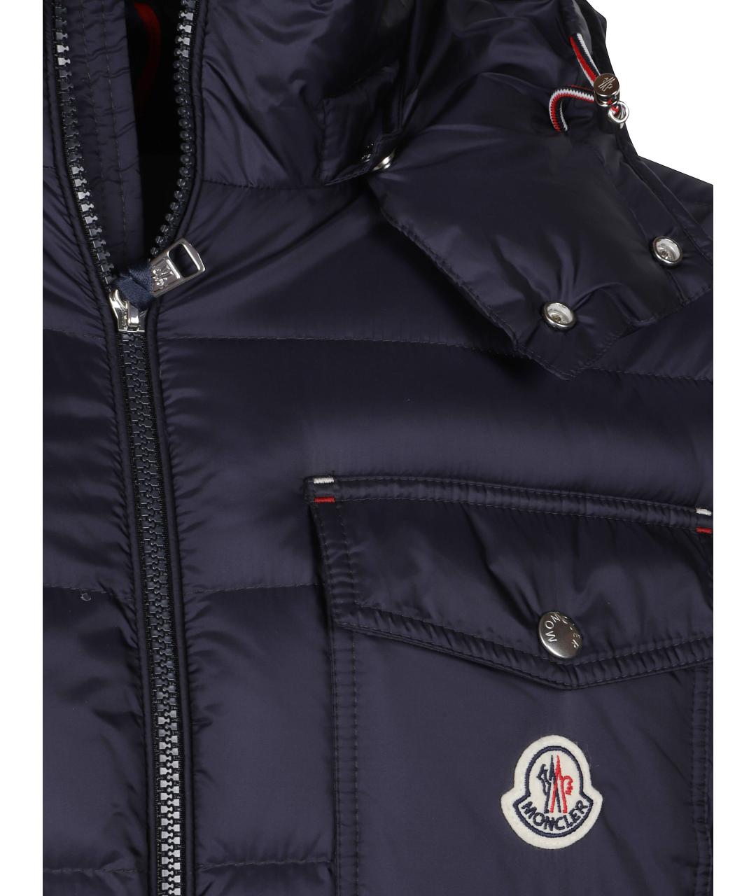 MONCLER Темно-синий полиамидовый пуховик, фото 2