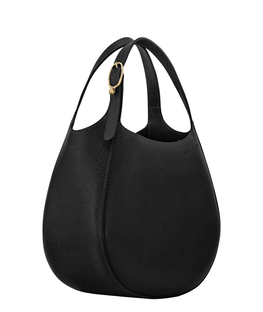 LONGCHAMP Черная кожаная сумка тоут, фото 3