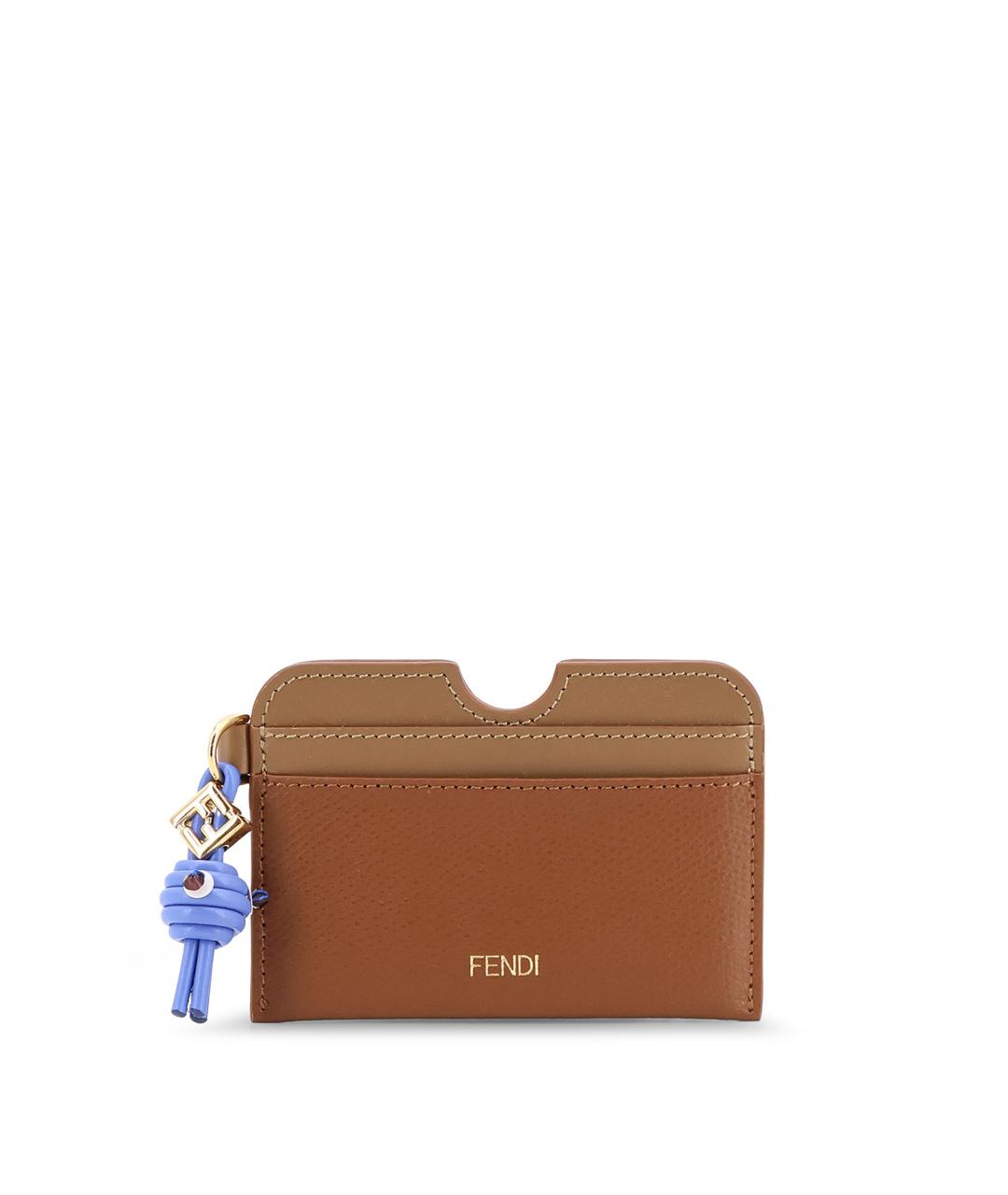 FENDI Коричневый кожаный кардхолдер, фото 1