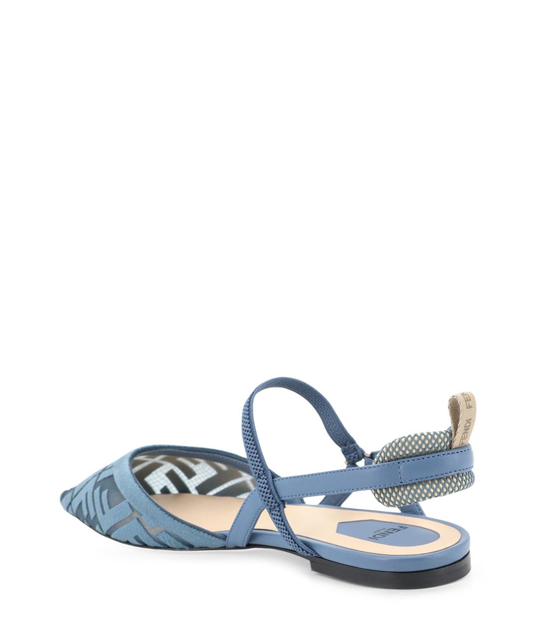 FENDI Голубые текстильные балетки, фото 3
