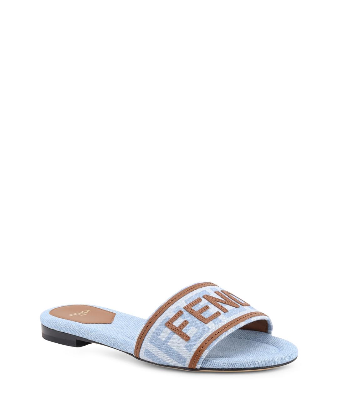 FENDI Синие текстильные сандалии, фото 2