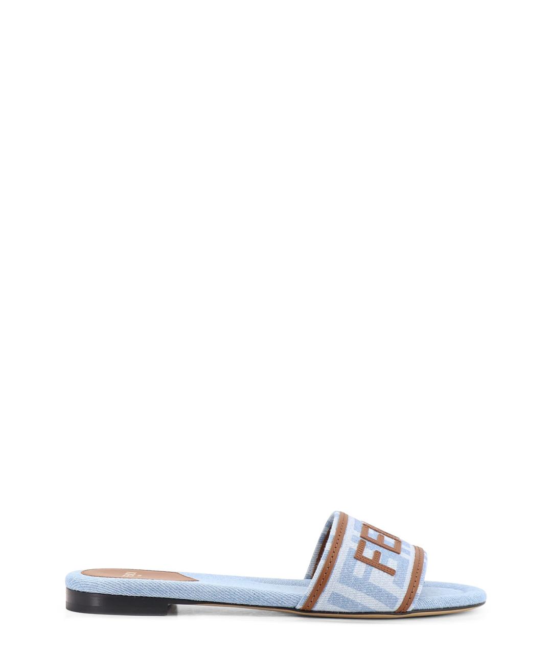 FENDI Синие текстильные сандалии, фото 1