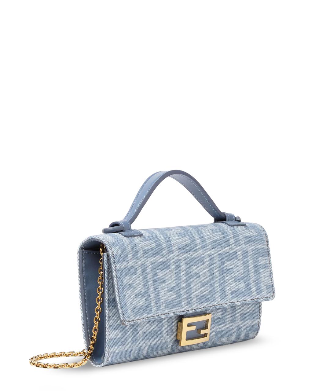FENDI Голубая деним сумка через плечо, фото 3