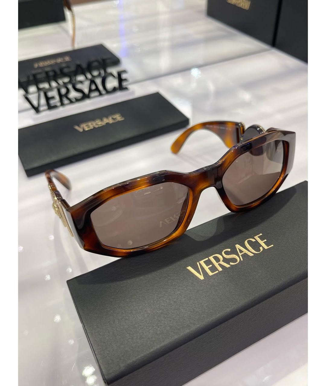 VERSACE Коричневые пластиковые солнцезащитные очки, фото 7