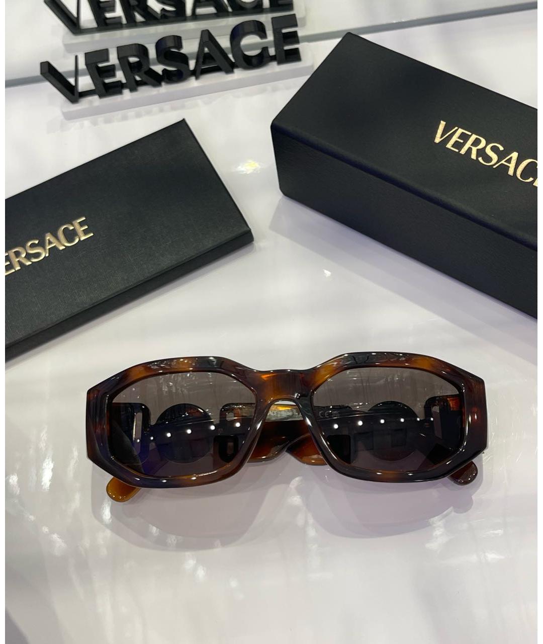 VERSACE Коричневые пластиковые солнцезащитные очки, фото 6