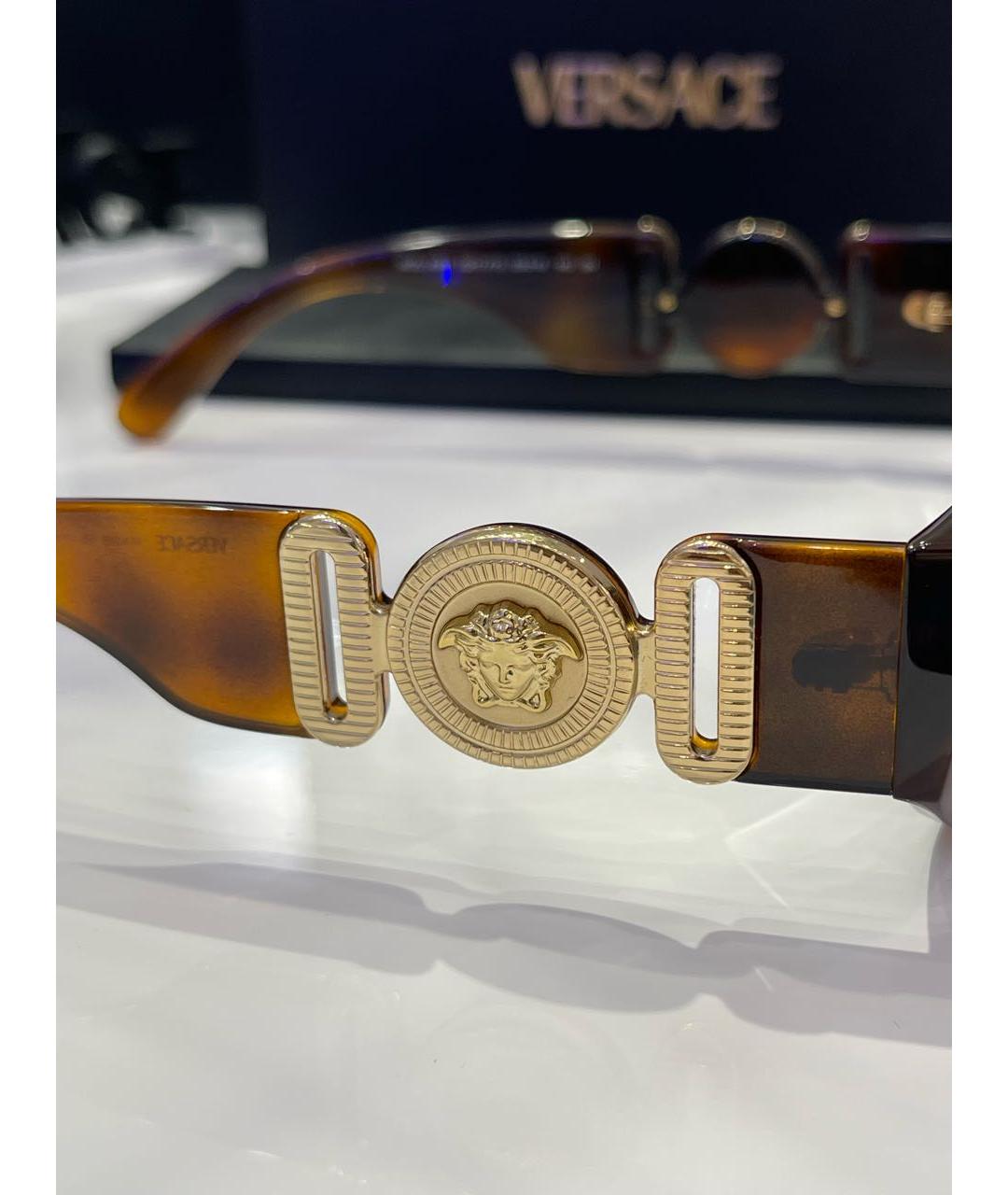 VERSACE Коричневые пластиковые солнцезащитные очки, фото 5