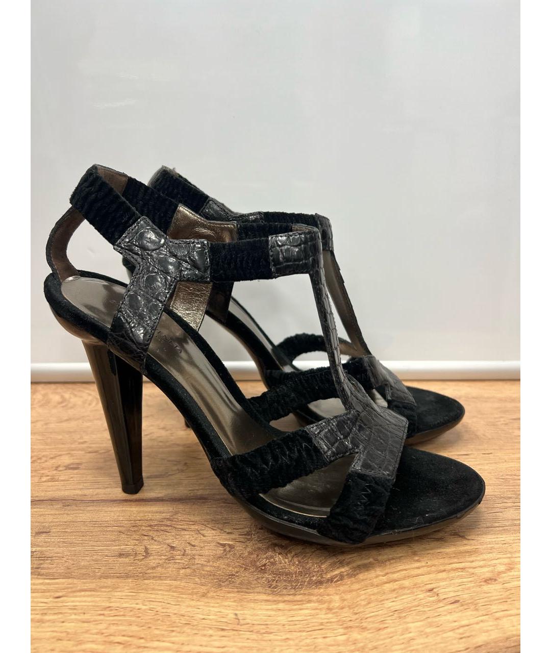 BOTTEGA VENETA Черные кожаные босоножки, фото 4