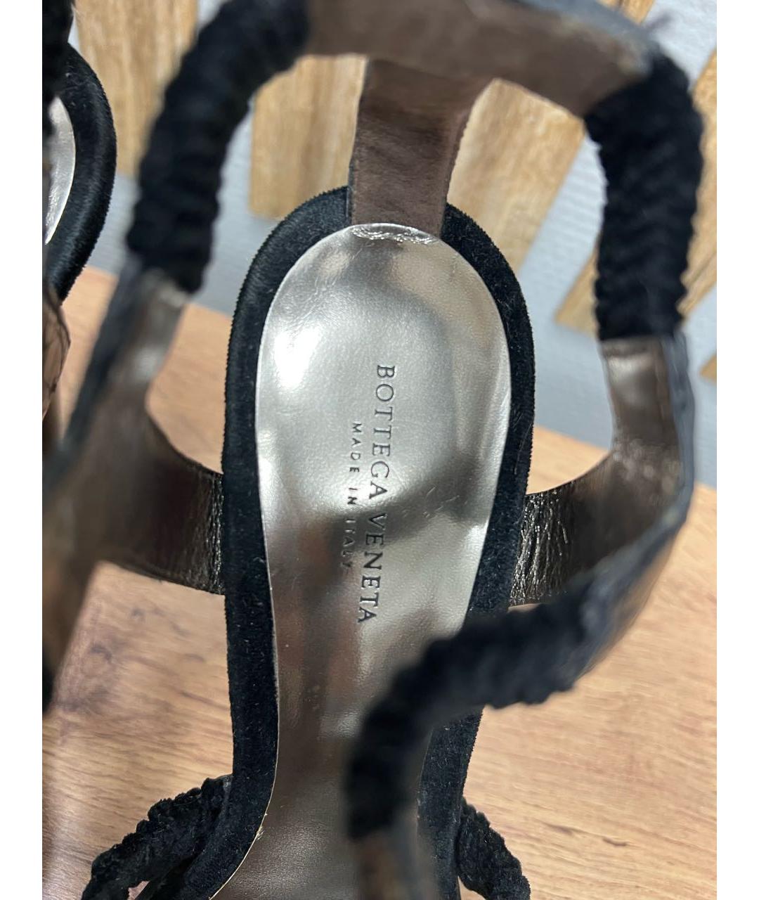 BOTTEGA VENETA Черные кожаные босоножки, фото 3