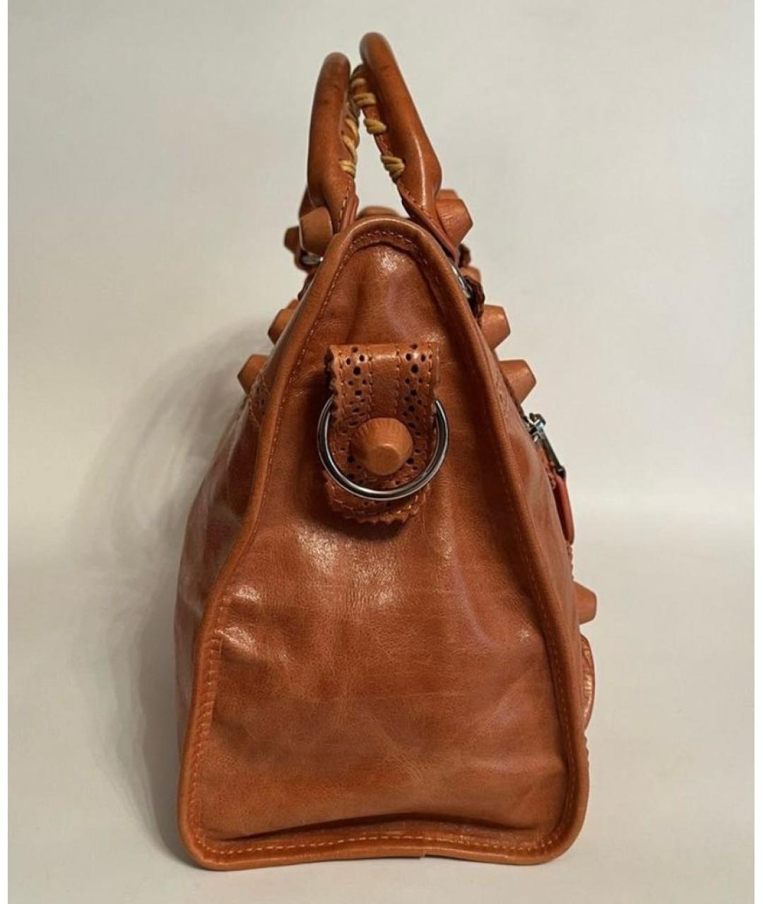 BALENCIAGA Коричневая кожаная сумка с короткими ручками, фото 2