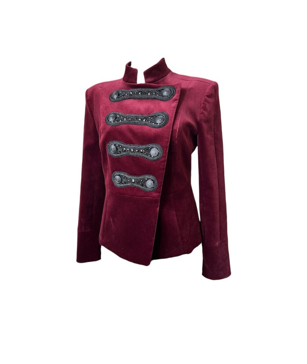 PIERRE BALMAIN Бордовый бархатный жакет/пиджак, фото 7