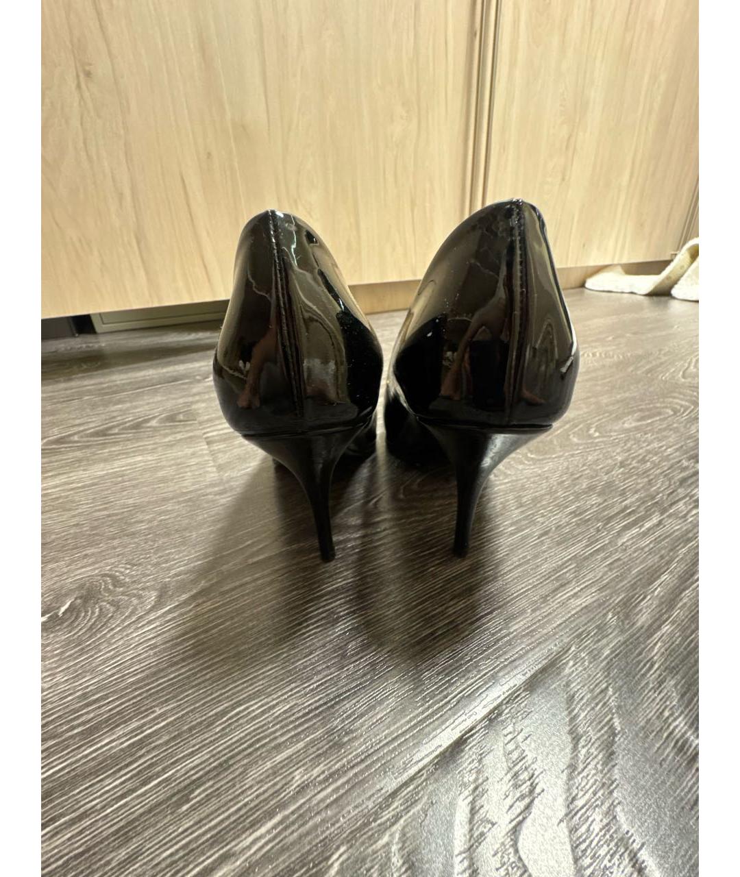 BALENCIAGA Черные кожаные лодочки на низком каблуке, фото 4