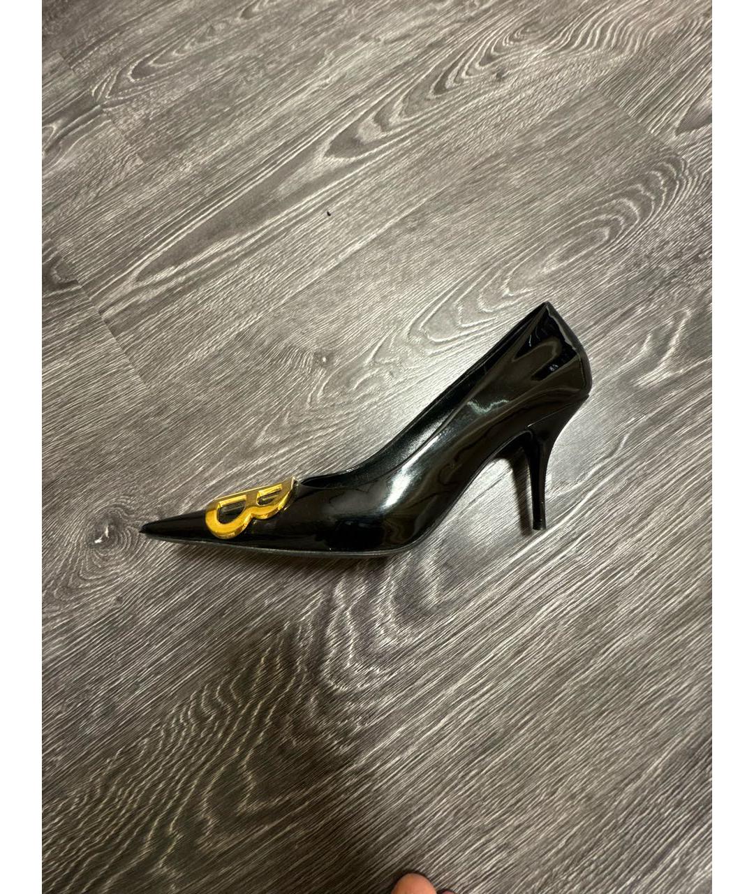 BALENCIAGA Черные кожаные лодочки на низком каблуке, фото 5